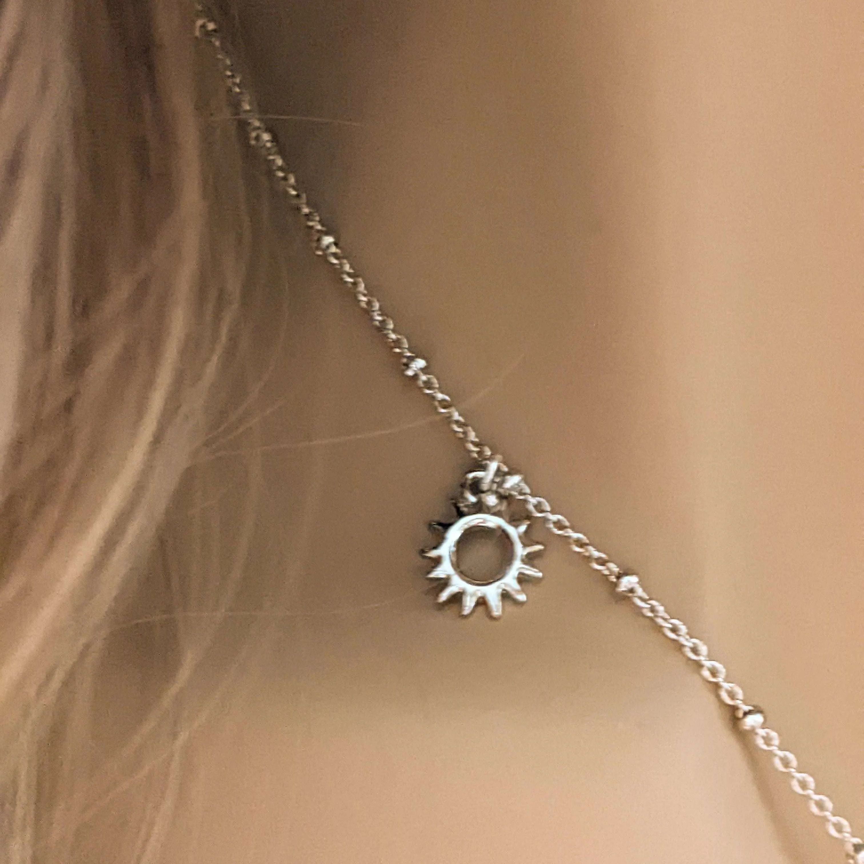 Silver Crescent Moon/Sun Reversible Necklace