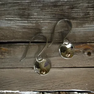 Silver Disc Earrings With Gold