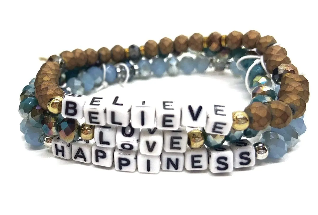 SPLENDID IRIS Inspirational Bracelets - Blues, Greys New w/ Tags