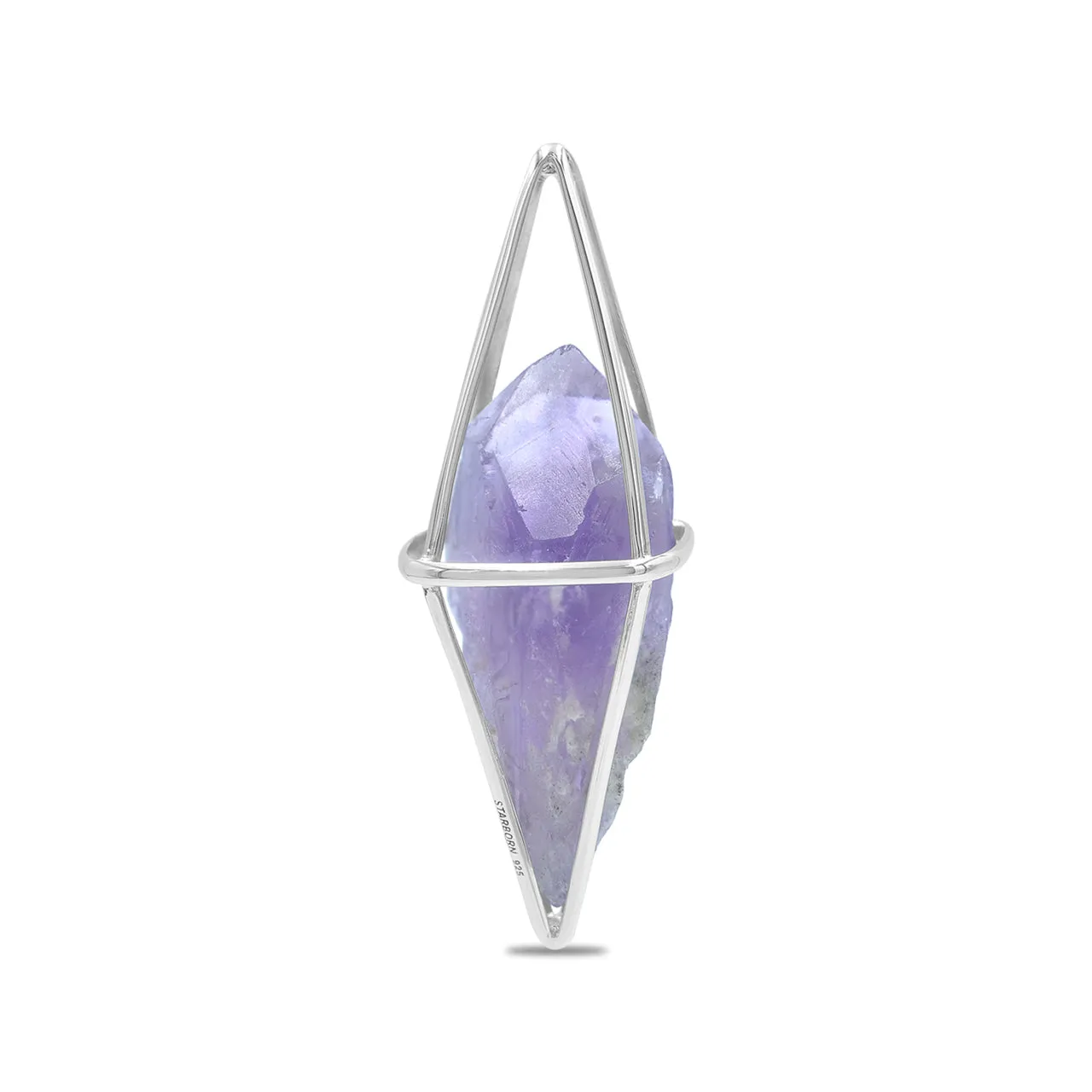 Starborn Amethyst Flame Cage Pendant in Sterling Silver