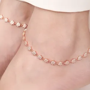 Starry Elegance Rose Gold-Plated 925 Sterling Silver Anklet