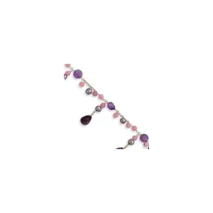 Sterling Silver Amethyst Lavender Agate Cult Peacock Pearl Bracelet