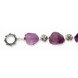 Sterling Silver Marcasite Amethyst Antiqued Bracelet