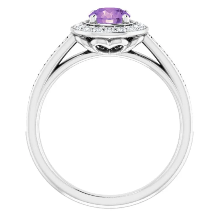 Sterling Silver Natural Amethyst & 1/3 CTW Natural Diamond Ring