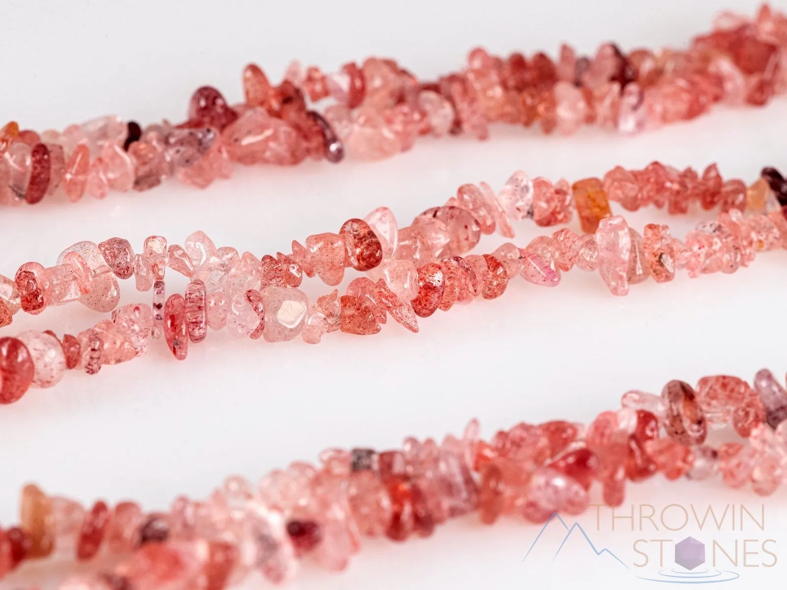 STRAWBERRY QUARTZ Tanzberry Crystal Necklace - Chip Beads - Long Crystal Necklace, Beaded Necklace, Handmade Jewelry,  E1646