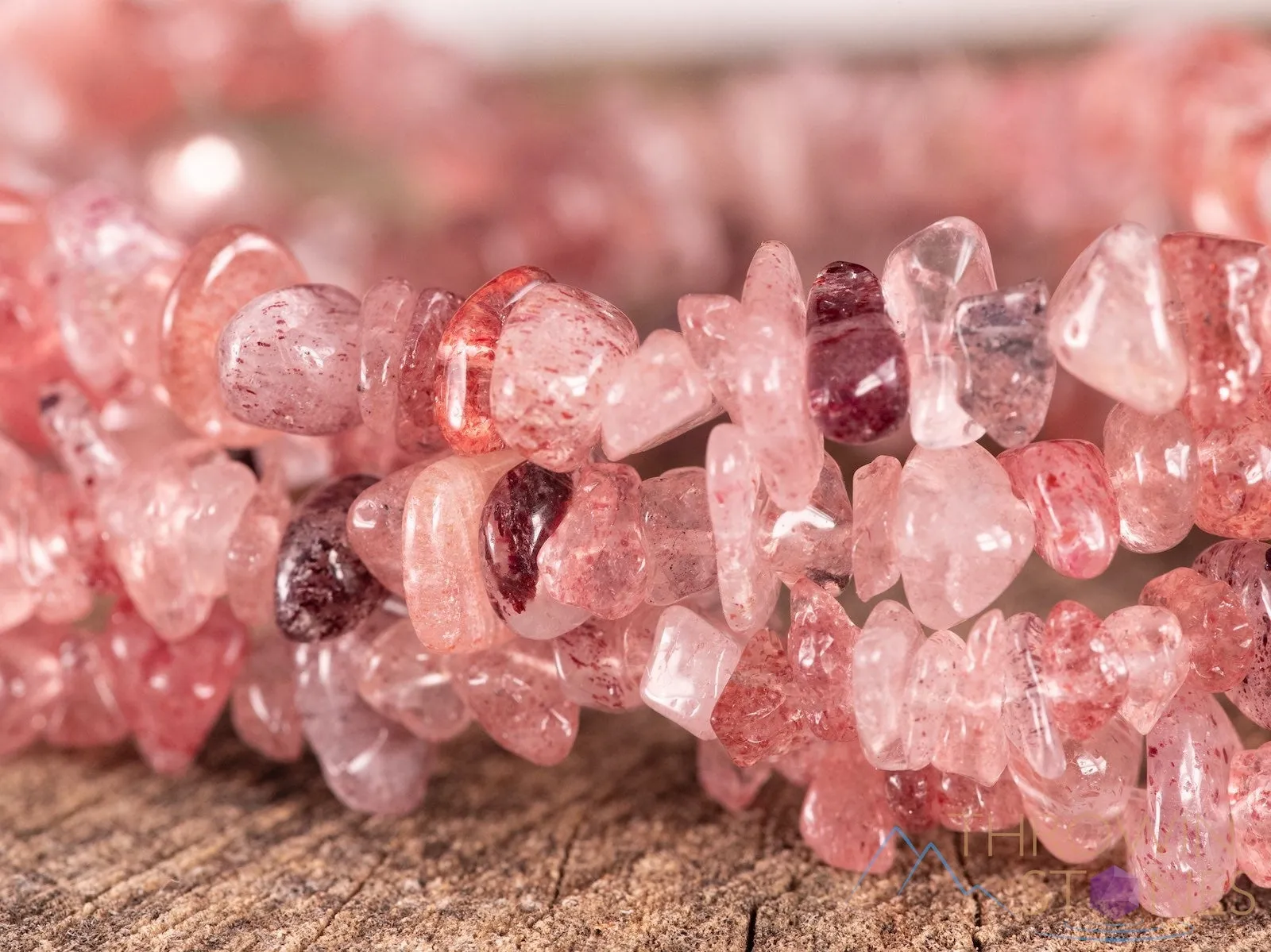 STRAWBERRY QUARTZ Tanzberry Crystal Necklace - Chip Beads - Long Crystal Necklace, Beaded Necklace, Handmade Jewelry,  E1646