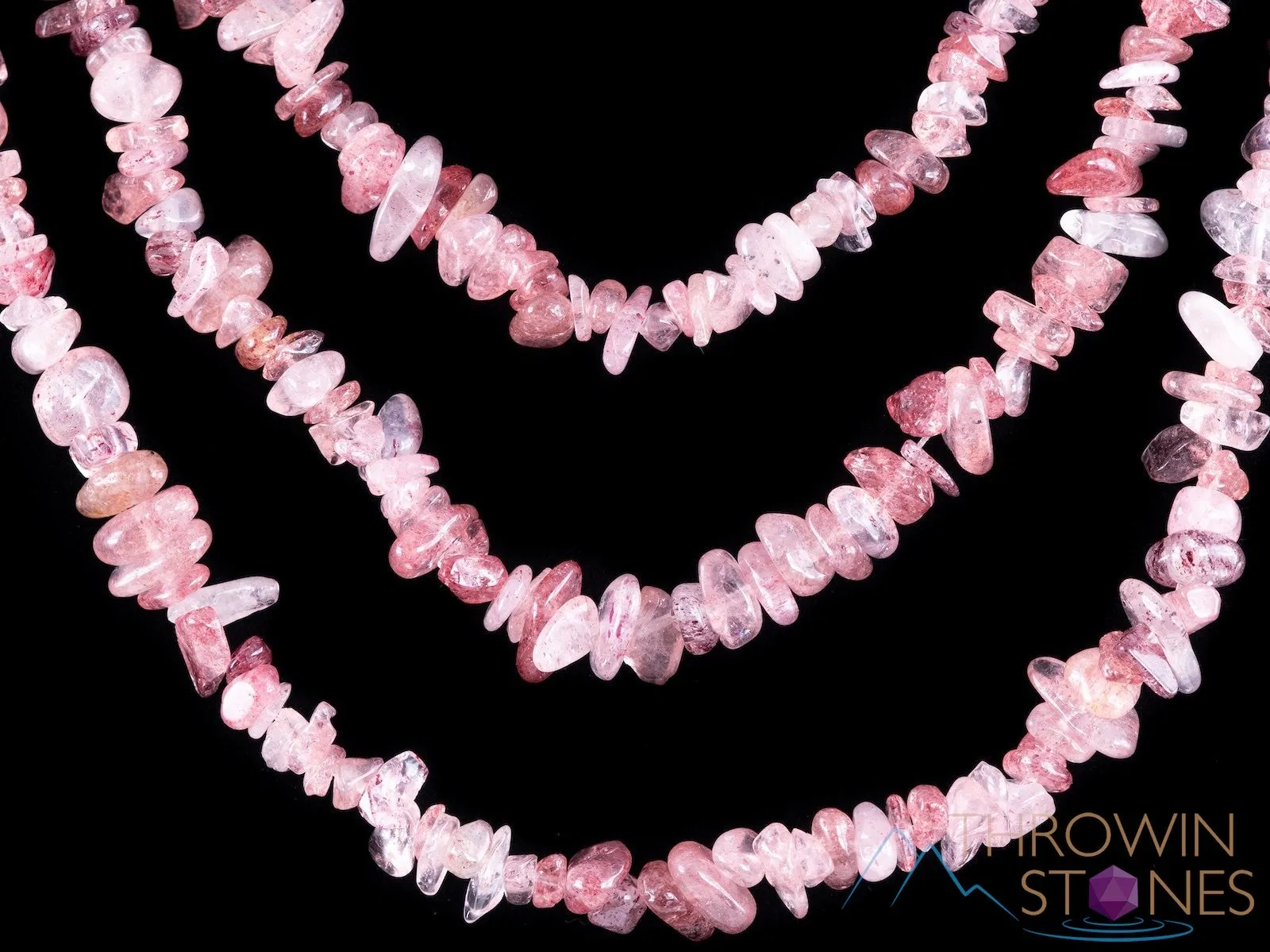 STRAWBERRY QUARTZ Tanzberry Crystal Necklace - Chip Beads - Long Crystal Necklace, Beaded Necklace, Handmade Jewelry,  E1646