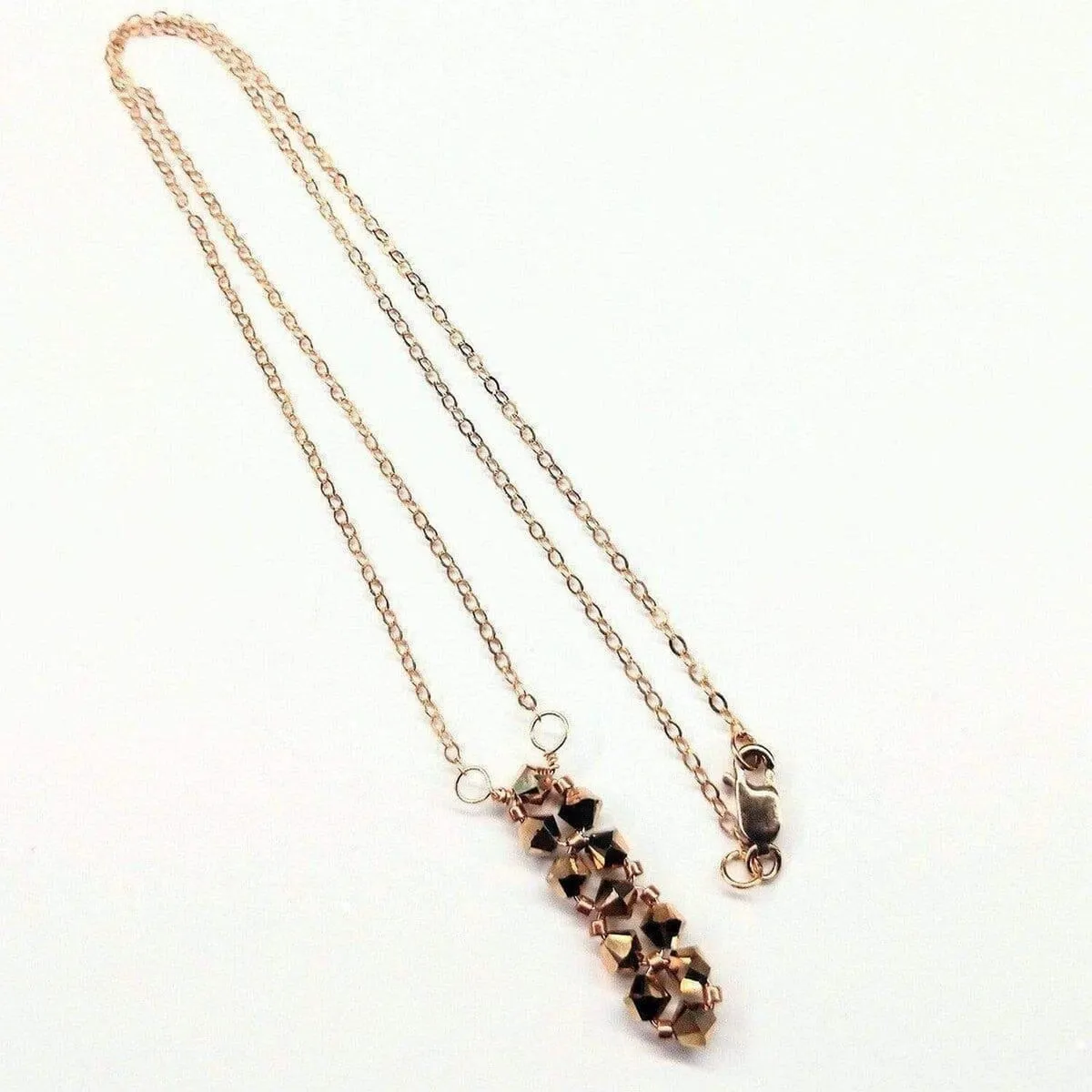 Super Sparkly Crystal Rock Candy Beaded Rose Gold Crystal Bar Necklace