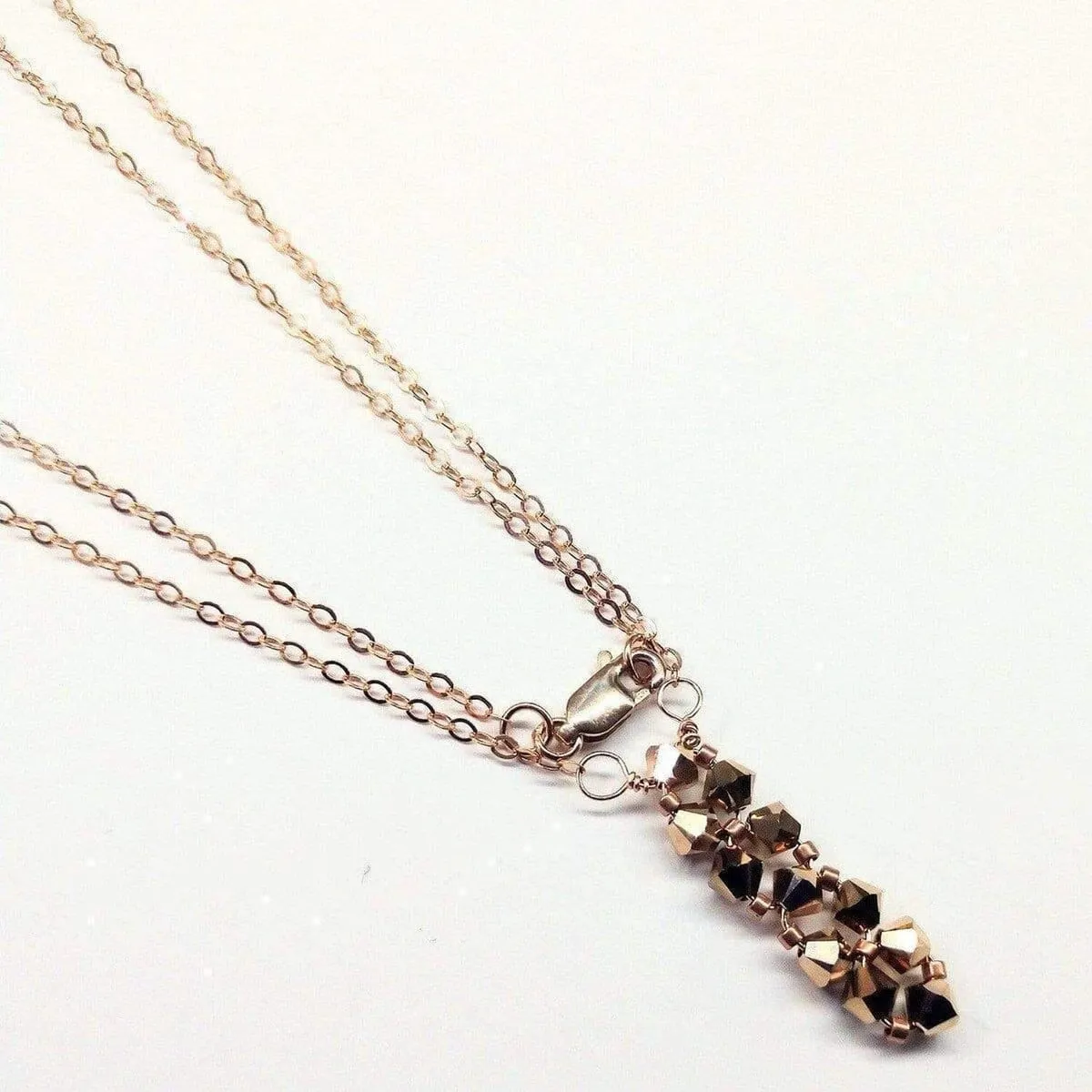 Super Sparkly Crystal Rock Candy Beaded Rose Gold Crystal Bar Necklace