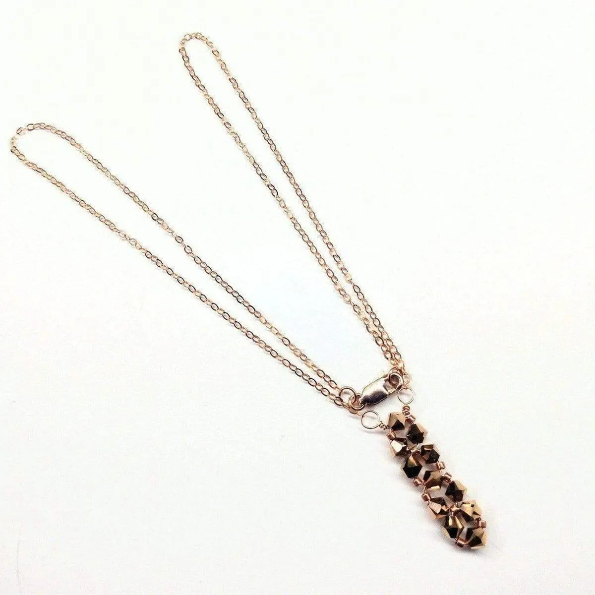 Super Sparkly Crystal Rock Candy Beaded Rose Gold Crystal Bar Necklace