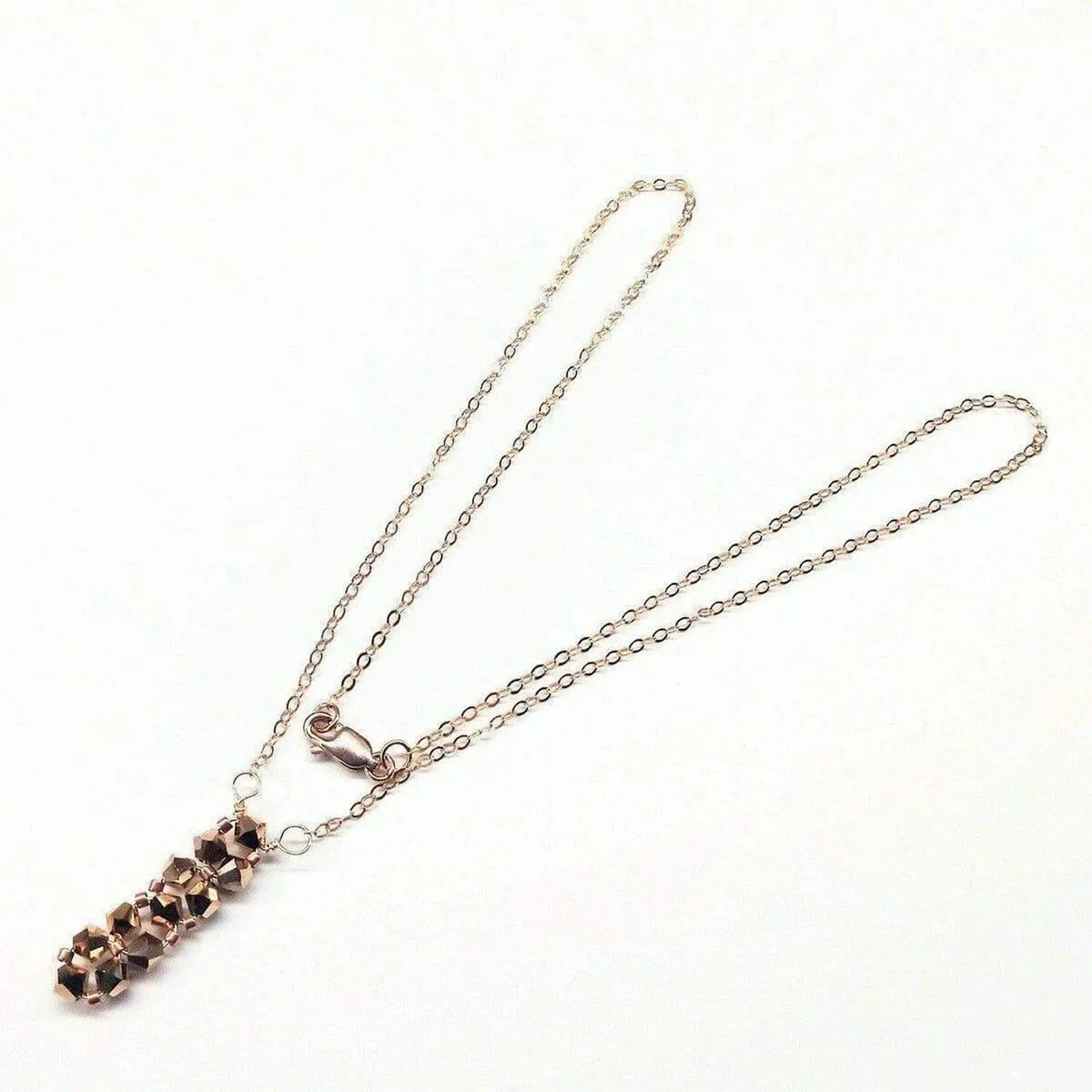 Super Sparkly Crystal Rock Candy Beaded Rose Gold Crystal Bar Necklace