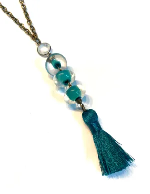 Teal Tassel Necklace