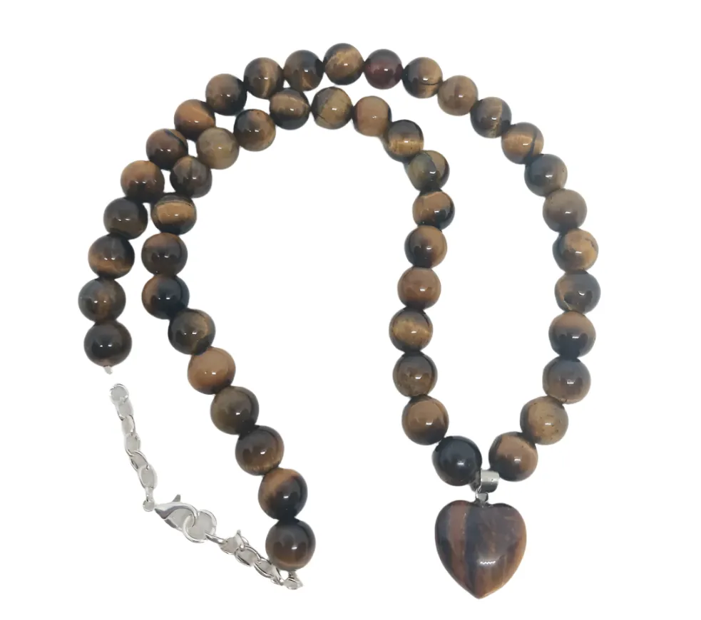 Tiger's Eye Crystal Heart Necklace