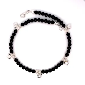 Women Onyx Sterling Heart Silver Anklet-1pc