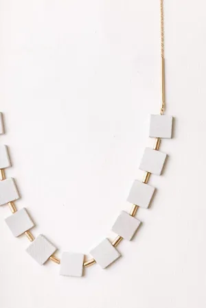 Wooden Bead Necklace in White